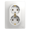 розетка двойная скрытой установки с/з 16а белый se glossa