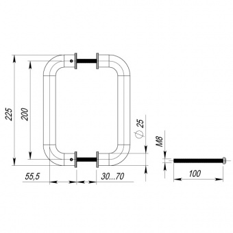 Ручка-скоба PH-21-25/200-INOX (нержавейка) FUARO1