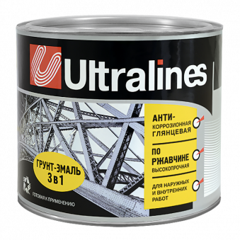 Грунт-эмаль гладкая по ржавчине серый 0,8 кг ULTRA LINES