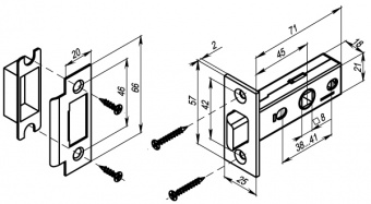 Защелка врезная PUNTO L45-8 ABG зеленая бронза1