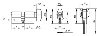 Цилиндровый механизм с вертушкой PUNTO Z402 110 мм (50+10+50) CP хром1