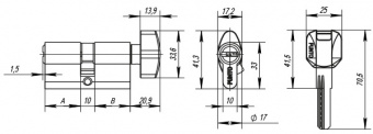 Цилиндровый механизм с вертушкой PUNTO Z402 100 мм (50+10+40) CP хром1