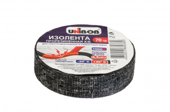 Изолента прорезиненная Х/Б 70 г черная UNIBOB