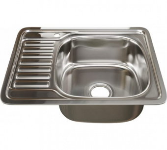 Мойка врезная сталь прямоугольная 580х480х0,6 мм с крылом правая глянцевая MIXLINE