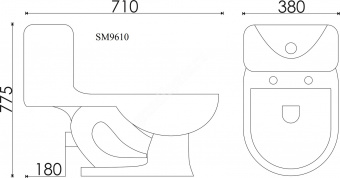 Унитаз монолит EVA GOLD SM9610 2 режима прямой выпуск1