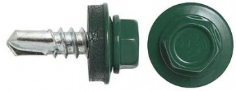 Саморезы кровельные сверло 4,8х28 мм зеленый мох RAL6005 (70 шт)