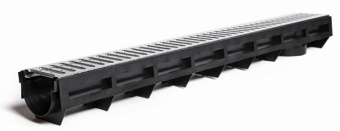 Лоток водостока пластиковый с оцинкованной решеткой 1000х135х100 мм DN90 H100 AQUASTOK