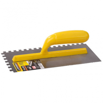 Гладилка стальная 130х270 мм с пластиковой ручкой с зубцами 8х8 мм STAYER