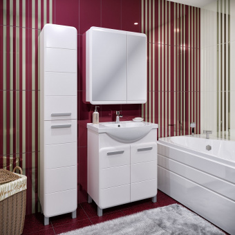 Тумба 700 мм напольная Эрика белая с раковиной Erica 70 RUNO1