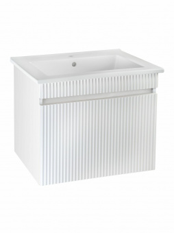 Тумба 650 мм напольная Модена белая с раковиной Оскар 65 RUNO