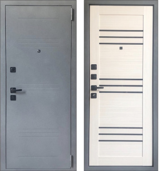 Дверь металлическая 8 см VD-51 Букле серый Бьянко 960 мм левая VORON DOORS