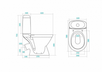 Унитаз-компакт SANTEK Римини косой выпуск с сиденьем дюропласт1