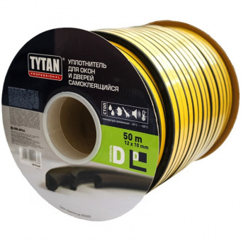 Уплотнитель D-профиль 12 мм х 10 мм черный TECH-TOP