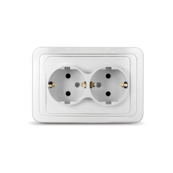 Розетка двойная скрытой установки с/з 16А белый UNIVersal Валери