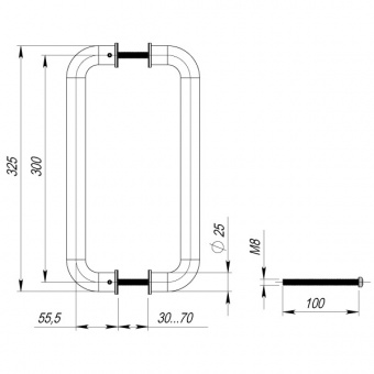 Ручка-скоба PH-21-25/300-INOX (нержавейка) FUARO1