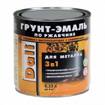 Грунт-эмаль гладкая по ржавчине зеленый мох 0,23 л DALI