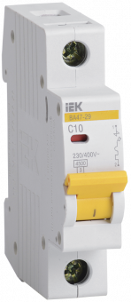 Автомат 1 полюс 10А тип С IEK ВА47-29