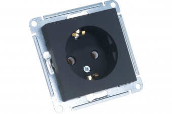 Розетка одинарная скрытой установки с/з 16А карбон SE Atlas Design