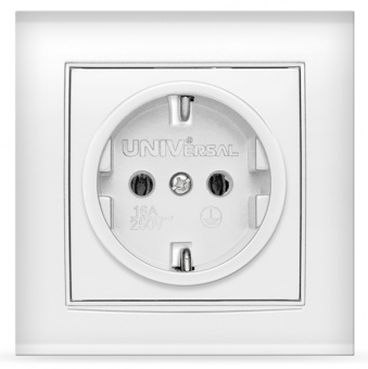 Розетка одинарная скрытой установки с/з 16А белый UNIVersal Бриллиант