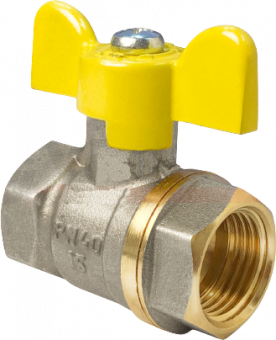 Кран шаровой газовый никелированный 1/2" (15 мм) в/в бабочка VALFEX
