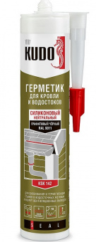 Герметик силиконовый для кровли и водостоков черный 280 мл KUDO