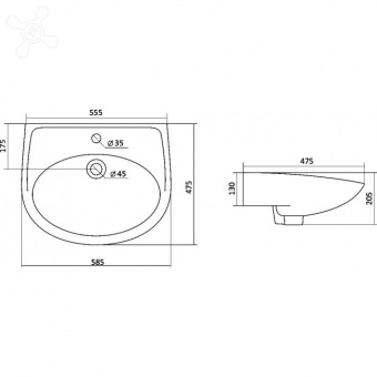 Раковина SANTEK Бореаль 600 мм1