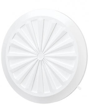 Решетка вытяжная с антимаскитной сеткой, круглая, с фланцем, регулируемая белая 90-160 мм ERA1