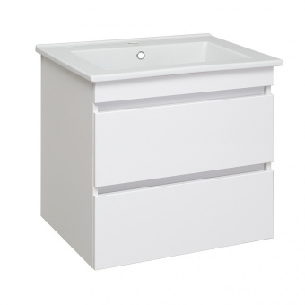 Тумба 650 мм подвесная Манхэттен белый с раковиной Оскар 65 RUNO