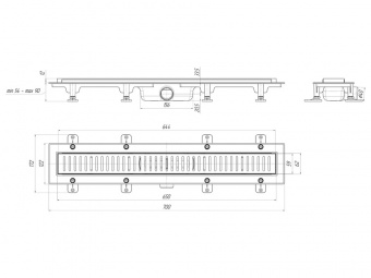 Трап линейный 600 мм с сухим гидрозатвором VALFEX1