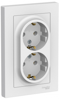 Розетка двойная скрытой установки с/з 16А белый SE Atlas Design