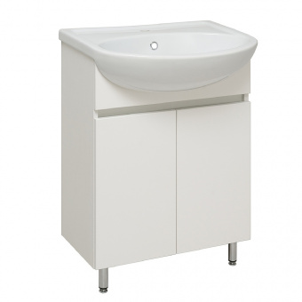 Тумба 600 мм напольная Лада белая с раковиной Уют 60 RUNO