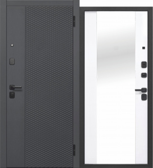 Дверь входная 8,5 см МДФ/МДФ флорида зеркало эмалит белый 860 правая FERRONI