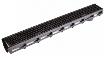 Лоток водостока пластиковый с пластиковой решеткой 1000х135х100 мм DN90 H100 AQUASTOK1