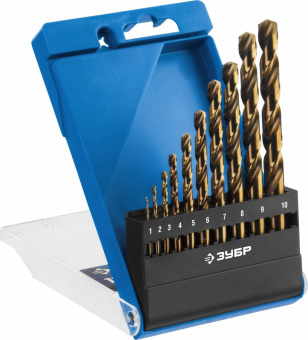 Набор сверл по металлу Р6М5К5 (10 шт) ЗУБР Профи Кобальт1