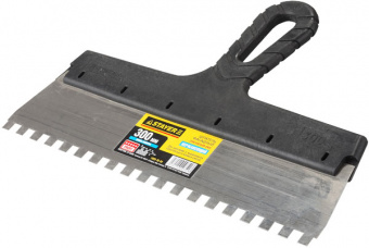Шпатель зубчатый с пластмассовой ручкой 300х10 мм STAYER Profi