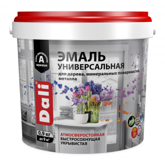 Эмаль акриловая универсальная полуматовая черный 0,9 кг DALI