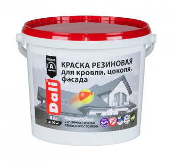 Краска резиновая акриловая серый 6 кг DALI