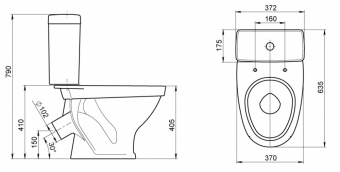 Унитаз-компакт SANTERI Форвард косой выпуск с сиденьем полипропилен1
