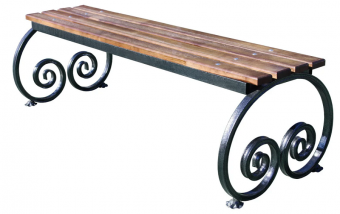 Скамейка без спинки Волна 1500х570 мм каркас черный рейка темная ИНСАЙТ