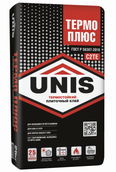 Клей для плитки класс C2TE 25 кг термостойкий UNIS Термо Плюс (48 шт/под)