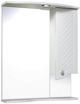 Зеркальный шкаф 650 мм Милано белый правый RUNO