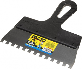 Шпатель зубчатый с пластмассовой ручкой 200х6 мм STAYER Profi
