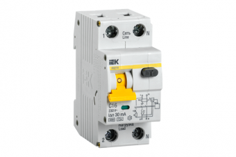 Автомат дифференциальный 1 полюс 16А тип С 30 мА IEK АВДТ32