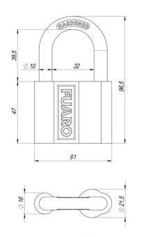 Замок навесной 61 мм, чугун FUARO PL-40611