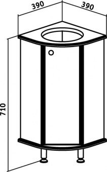 Тумба Бис 55 белая правая угловая с раковиной Элегия 46 RUNO2