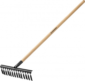 Грабли 14 зубьев витые с деревянным черенком GRINDA GS-14