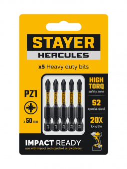 Бита РZ1 50 мм (5 шт) STAYER Profi Hercules