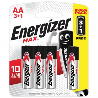 Батарейка щелочная AA пальчиковая LR6 ENERGIZER Max (3+1 шт)