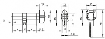 Цилиндровый механизм с вертушкой PUNTO Z402 100 мм (45+10+45) CP хром1