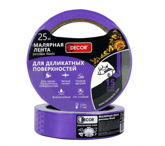 Скотч малярный для деликатных работ 38 мм х 25 м DECOR